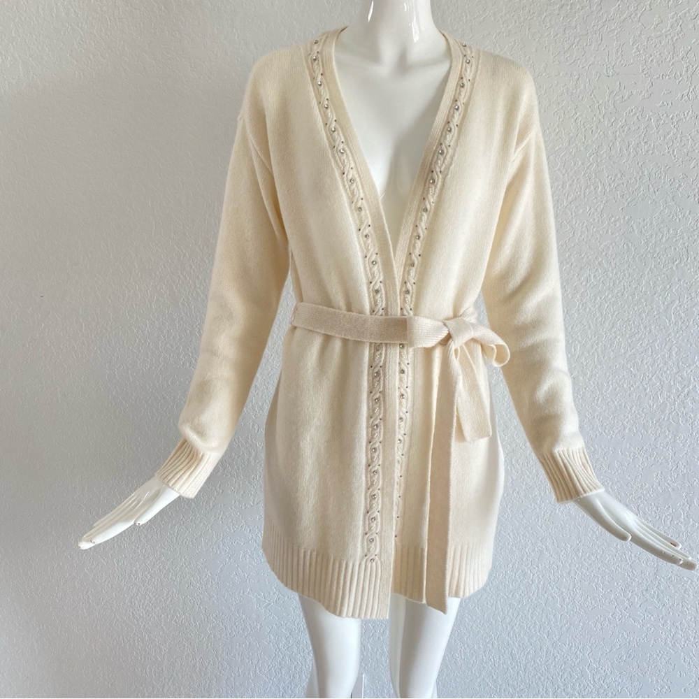 Charter Club Cream Belted Cardigan